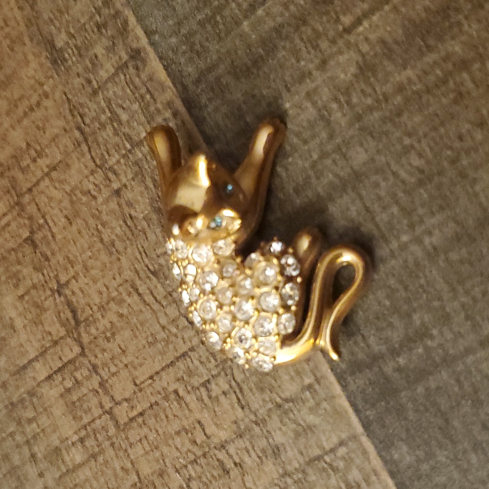 Cat pin with diamond chips